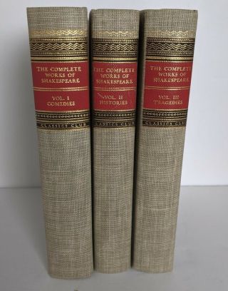 Vintage Classic Club Books The Complete Of Shakespeare 3 Volume Set 1965