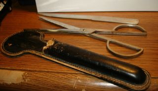 Vintage German Scissors And Letter Opener With Black Sheath Made In Germany