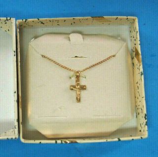 Vintage Cross Necklace 14kt Gold Filled Necklace 1970 