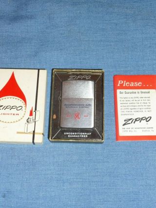 Vintage Never Fired Zippo Lighter Southwestern Life Insurance 1964