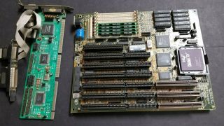 Intel 486 Dx Motherboard Board 80486 33mhz Processor & Ram For Retro Gaming Mb5