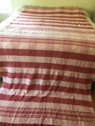 Vintage Pink Cotton Plaid Camp Blanket X - Long 140” By 66 " Bunk Or Twin