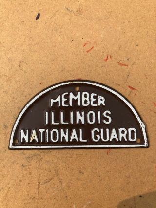 Nos Vintage Member Illinois National Guard License Plate Topper Hot Rod Parts