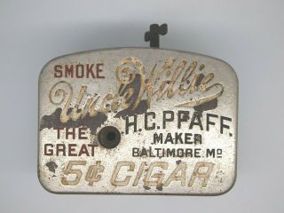 Antique 1889 Cast Iron Uncle Willie Store Counter Cigar Cutter,  H.  C.  Pfaff Maker