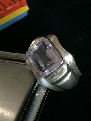 Vintage Amethyst Purple Stone Sterling Silver 925 Handmade Chunky Ring