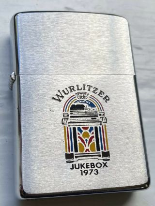 Vintage 1973 Wurlitzer Jukebox Zippo Lighter Full Size Engraved Color Graphics