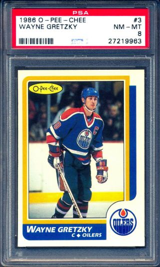 1986 - 87 Opc O Pee Chee Hockey 3 Wayne Gretzky Psa 8 Nm - Edmonton Oilers