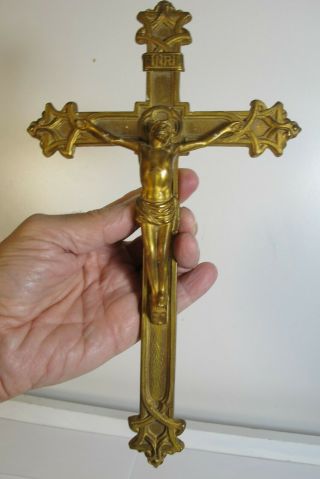 Antique Vintage Religious Catholic Wall Crucifix Cross Gold Tone 11 Inches
