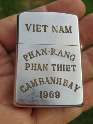 Vintage 1968 Zippo Lighter VIETNAM Phan - Rang Phan Thiet CAM RANH BAY 3