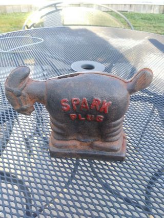 Vintage Spark Plug Cast Iron Bank Barney Google 