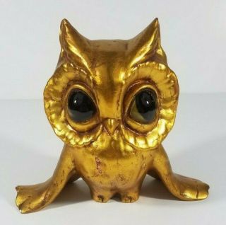 ANTHONY FREEMAN McFARLIN OWL Gold Vintage California Pottery 6.  75 