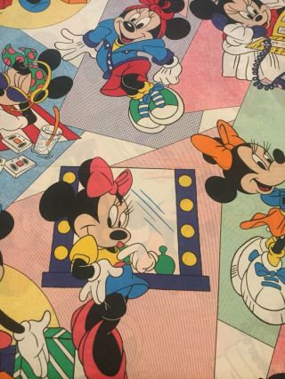Walt Disney Minnie Mouse Twin Size Flat Sheet Vintage Child Bedding Gently
