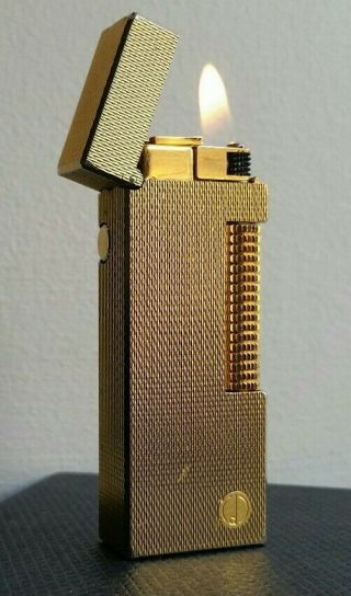 Newly Serviced With Late Dunhill Gold Plated Barley Rollagas Lighter