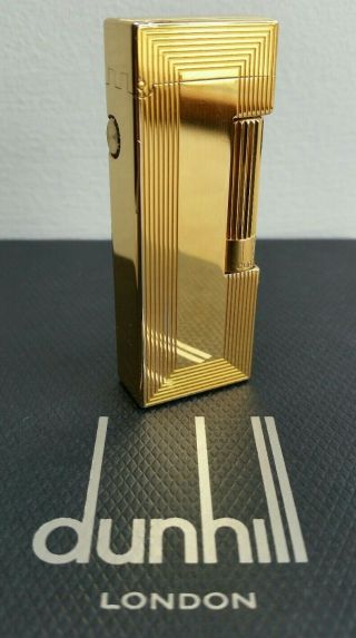 Newly Serviced Boxed with Dunhill RL1338 Gold Plated Rollagas Lighter 3