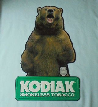 Kodiak Grizzly Bear Shape Figure Smokeless Chewing Tobacco Metal Tin Sign