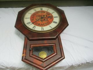 Vintage Antique Lucky Strike Tobacco Wall Clock R.  A.  Patterson Tob Co 