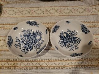 2 Vintage Booths England Blue Peony A 8021 Cereal Bowl Blue White Flowers
