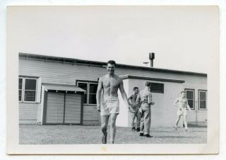 24 Vintage Photo Underwear Soldier Boy Muscle Man On Base Snapshot Gay