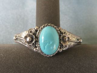 Vintage Estate Sterling Silver Turquoise Cuff Bracelet with Damage 2