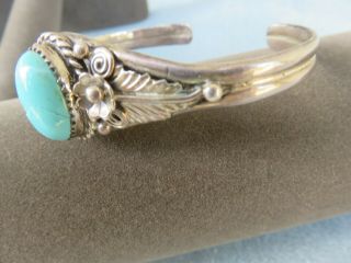 Vintage Estate Sterling Silver Turquoise Cuff Bracelet with Damage 3