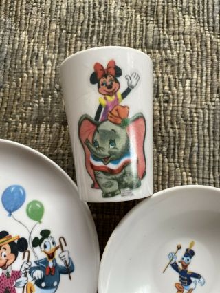 Vintage MICKEY MOUSE CLUB Melamine Set Plate Bowl Cup Dumbo Minnie Donald Duck 3