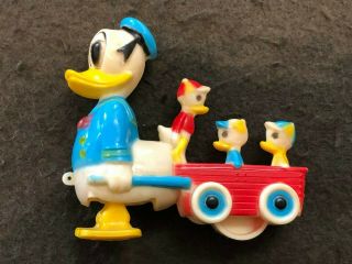 Vintage Walt Disney Donald Duck & Three Nephews Plastic Ramp Walker 3 1/2 Inches