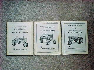 3 Vintage Operating Instructions Allis - Chalmers Models C,  B And Ca Tractors