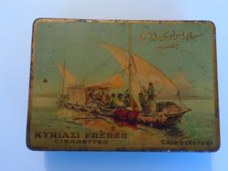 Rare Vintage Orientalist Kyriazi Freres 100 Egyptian Cigarette Cairo Tin 1900s