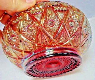 Vintage Imperial Carnival Glass - Diamond Lace 434 In Sunset Ruby Bowl 