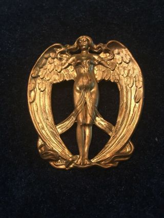 Vintage Angel Brooch Pendant Pin Gold Tone Large