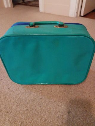 Vintage Mercury luggage going to Grandma ' s Boy teddy bear suitcase green 3