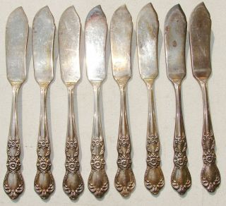 1847 Rogers Bros Heritage Silver Plated Butter Knives Spreaders Set Of 8 Vintage