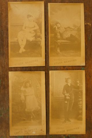 19th Century Theatre Actress Smoke Stage Girls Cigar Card Photos 4 Rare