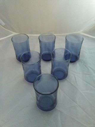 Set Of 6 Vintage Dusky Cobalt Blue Libbey Bolero Juice Glasses 3.  75 Inch 6 Ounce
