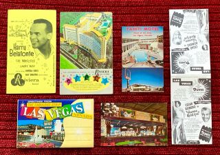 Vintage Las Vegas Postcards: Golden Nugget,  Dunes,  Riviera,  Tahiti Motel,  Folder