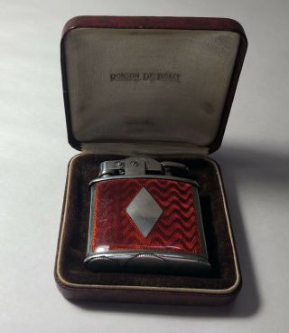 Ronson De - Light Sterling Silver Guilloche Enamel Lighter W Box