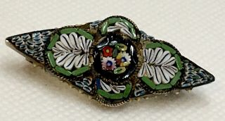 Vintage Micro Mosaic Brooch Or Pin Made In Italy Multi - Color