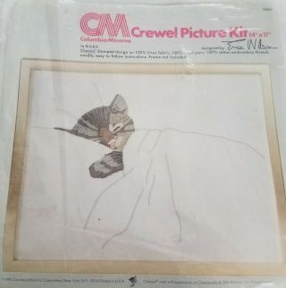 Vintage 1976 Columbia Minerva " Chessie " Cat Crewel Picture Kit 14 " X 11 "