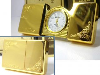 Gold Zippo Timetank Time Tank Running Pocket Clock 1995 Rare 450206b15