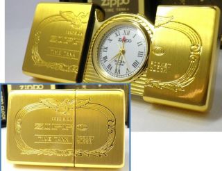 Gold Zippo Timetank Time Tank Running Pocket Clock 1995 Rare 470206b11