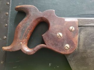 Vtg Antique CastSteel Wood Handle Henry Disston & Sons Back Miter Hand Saw 26.  5 