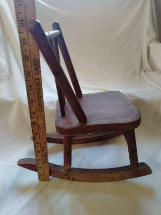 Antique Hand Crafted Wooden Miniature Spindle Doll Rocking Chair 14 " Tall X 7 " W