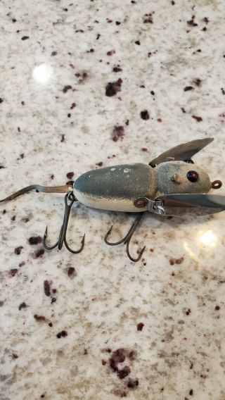 Very Cool Flocked Vintage Heddon Crazy Crawler Mouse Fishing Lure.