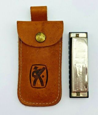 Vintage Leather Hohner Belt Case Holder For Harmonica Glh Great Little Harp C