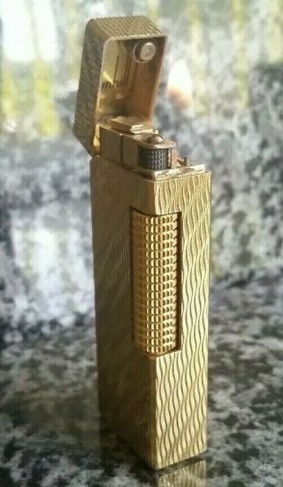 Newly Serviced with Dunhill Rollagas Lighter Cascade Pattern Gold Plate 2