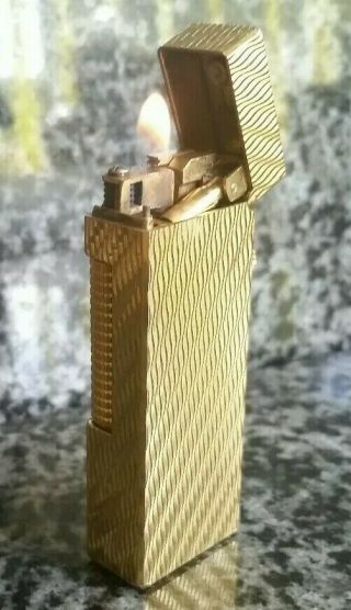 Newly Serviced with Dunhill Rollagas Lighter Cascade Pattern Gold Plate 3