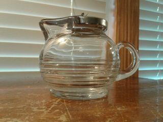 Rare Vintage Cambridge Tally Ho Syrup Pitcher/dispenser With Spring Metal Top