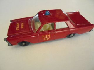 Vintage Matchbox Lesney 55/59 Ford Galaxie Fire Chief Car - Made In England