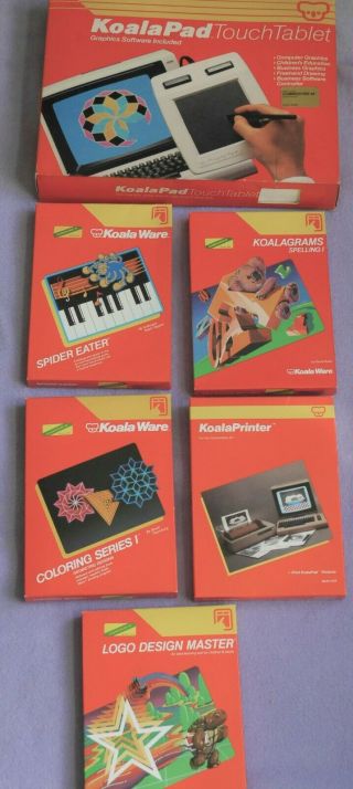 Koala Pad Touch Tablet Commodore 64 Model 5004b 1983 - Rare,  5 Software Titles