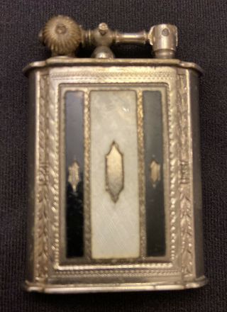 Very Rare 1920’s Evans Lift Arm Lighter With Glass Enamel Inlay.